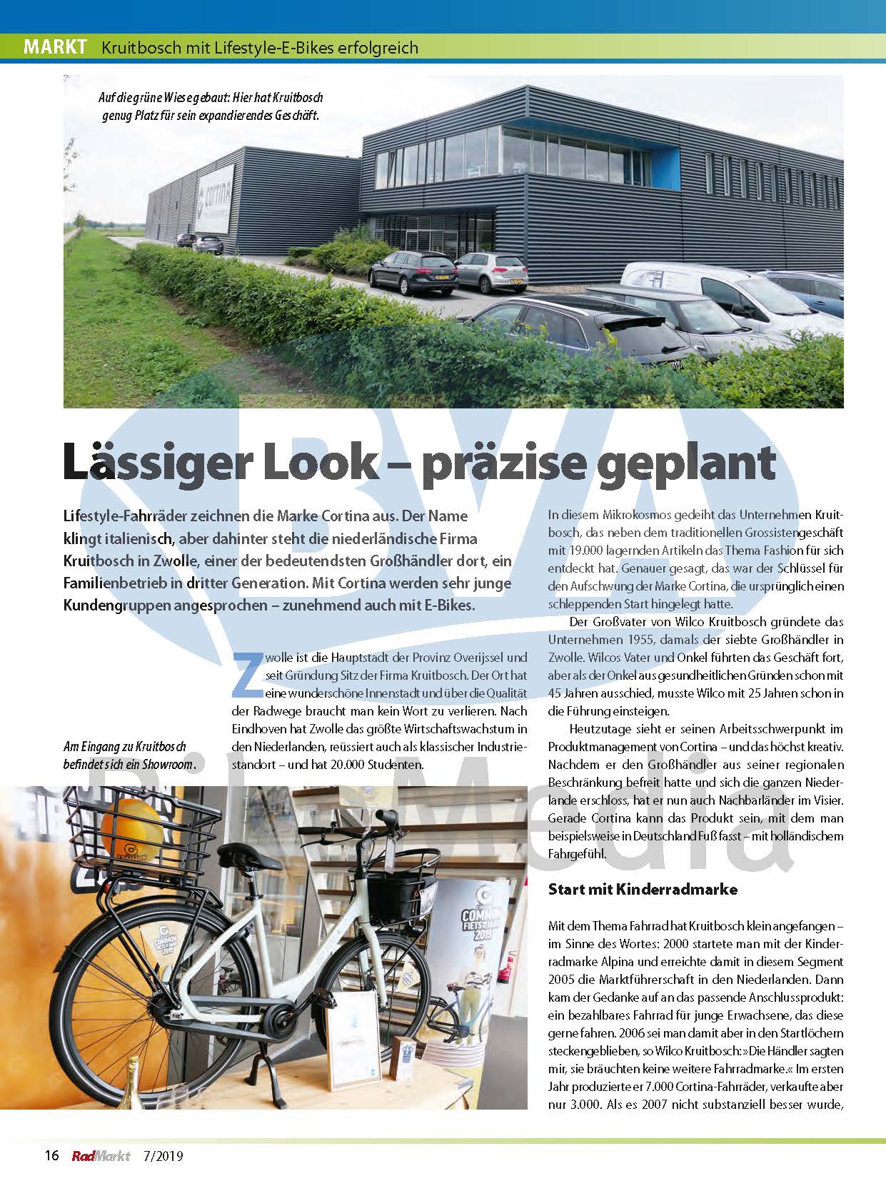 Kruitbosch im Fachmagazin Radmarkt: "Lässiger Look - präzise geplant"